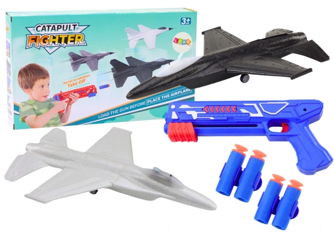 2-in-1 Dartpistole und Flugzeugwerfer Blau