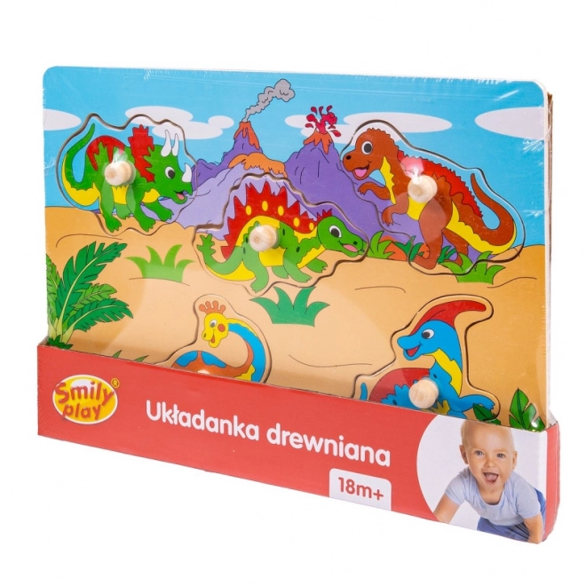 Holzpuzzle Dinosaurier mit Griffen