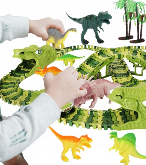 Dinosaurier Rennstrecke mit Auto und Figuren