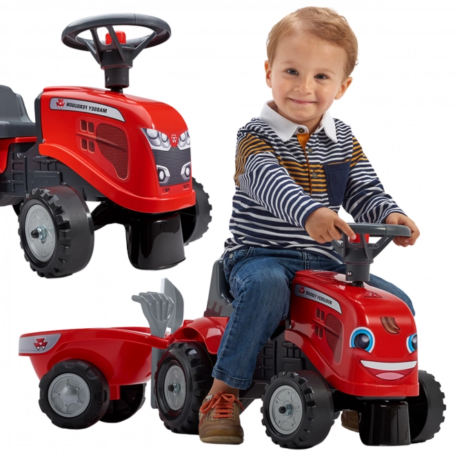 Rutschtraktor Massey Ferguson rot mit Lenkrad und Anhänger