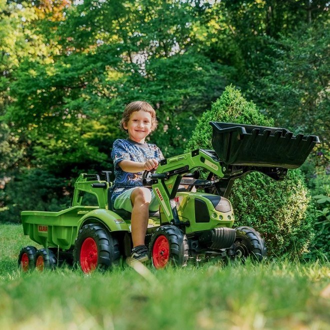 Pedaltraktor Claas Atiom 430 grün mit Vorder- und Rückschaufel