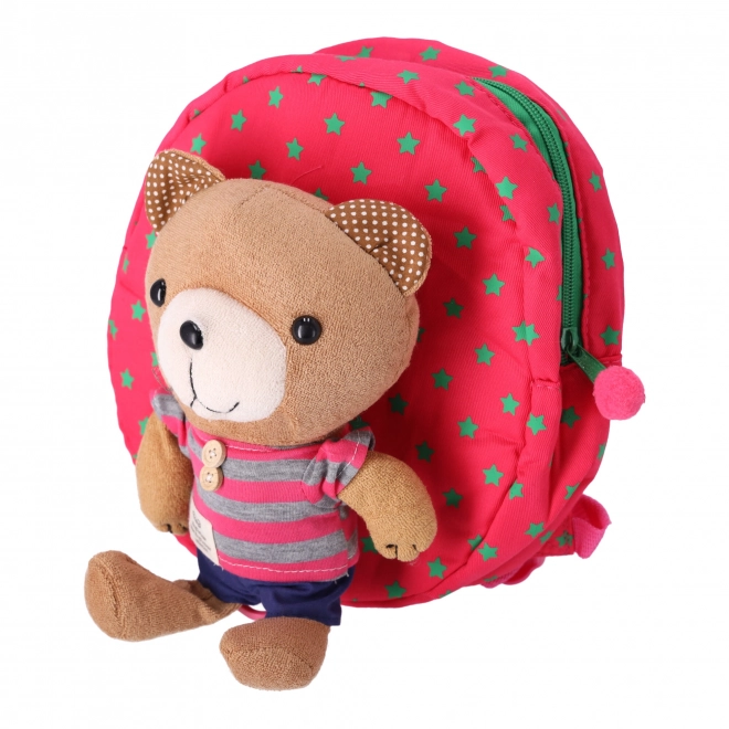 Kinder Rucksack mit Sicherheitsleine - Bär Pink