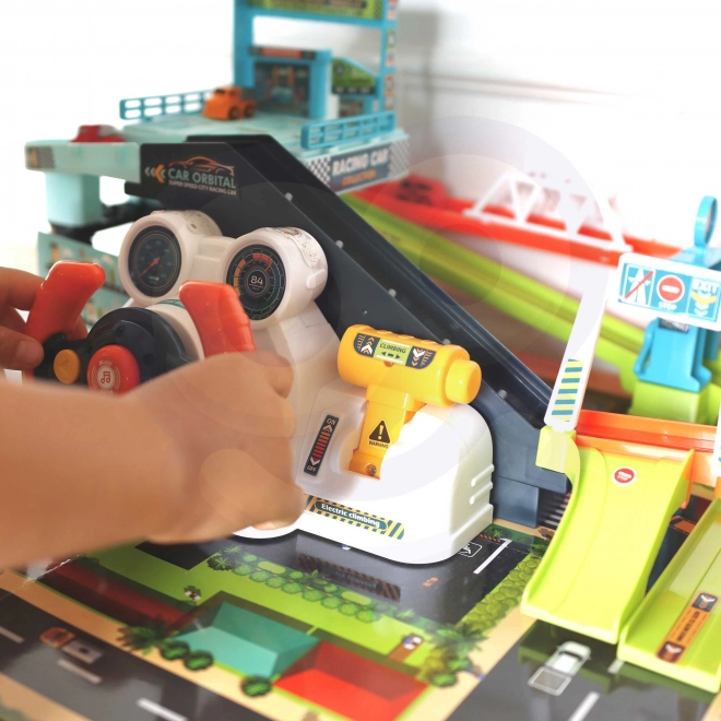 Woopie Parkgarage mit Interaktivem Lenkrad und 4 Autos