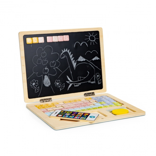 Holz-Magnet-Lern-Laptop mit Telefon und Buchstaben ECOTOYS