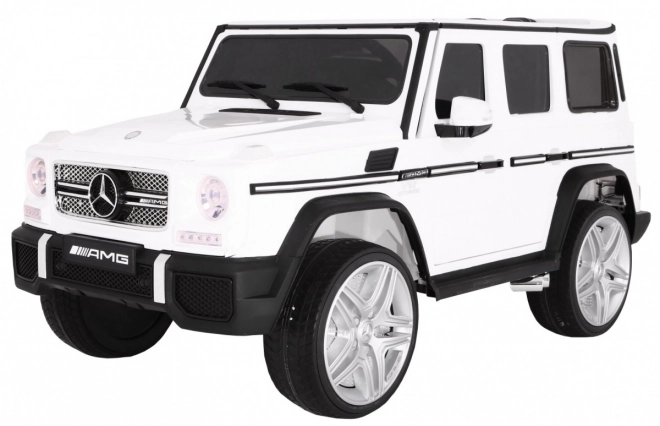 Autobatterie Mercedes AMG G65 für Kinder Weiß + Lackiert + Kofferraum + Lichter Geräusche