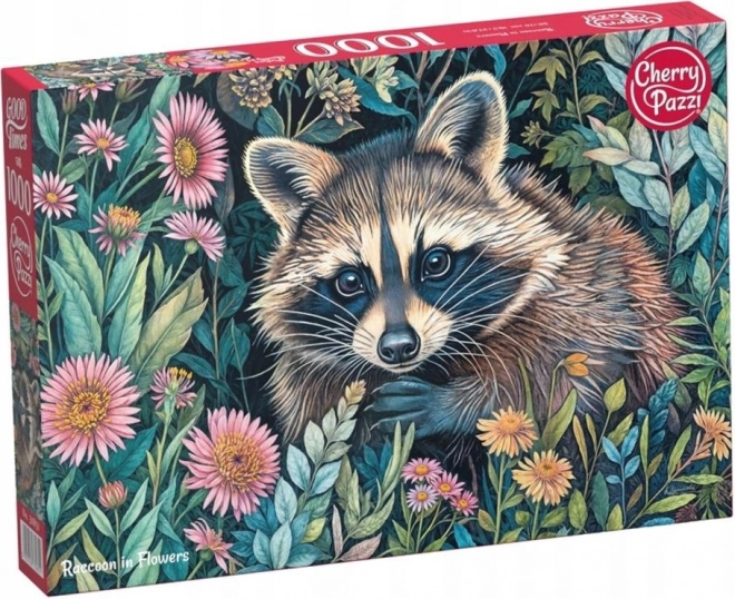 Puzzle Waschbär in Blumen 1000 Teile