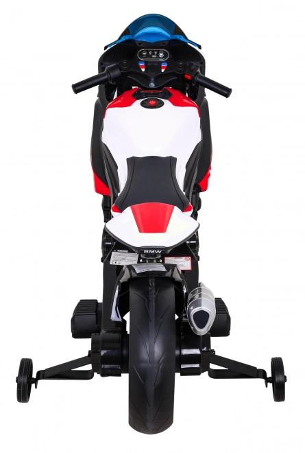 Kinder-Elektromotorrad BMW HP4 Rot + Stützräder + sanfter Start + EVA + MP3 LED