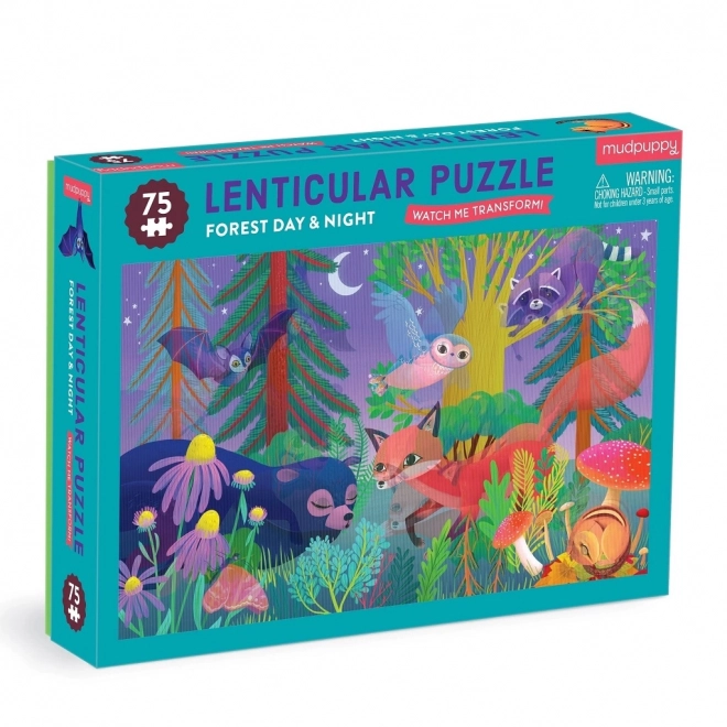 Mudpuppy Puzzle mit Lentikulareffekt Wald bei Tag und Nacht