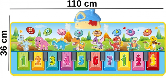 Musikmatte Dinusie XXL 2v1 mit Klavier und 8 Melodien 110 cm