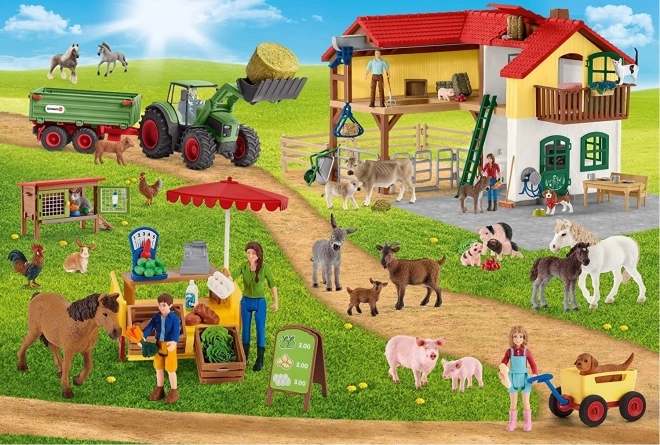 Schmidt Puzzle Schleich Bauernhof mit Verkaufsstand