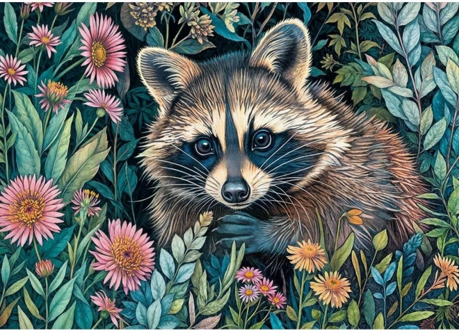 Puzzle Waschbär in Blumen 1000 Teile