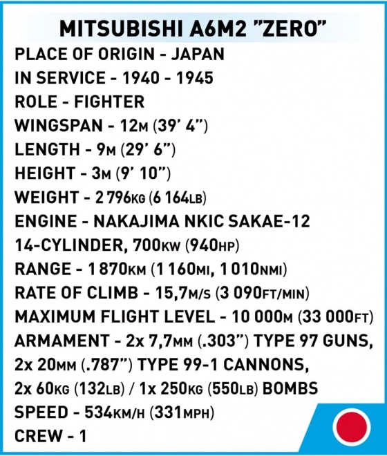 COBI II. Weltkrieg Mitsubishi A6M2 Zero Flugzeugmodell