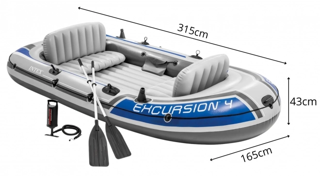 Aufblasbares Pontonboot für 4 Personen mit Paddeln