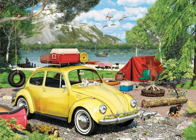 Puzzle in Blechdose Volkswagen Käfer am Campingplatz 550 Teile