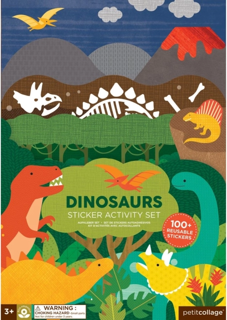 Petit Collage wiederverwendbare Sticker – Dino-Szene