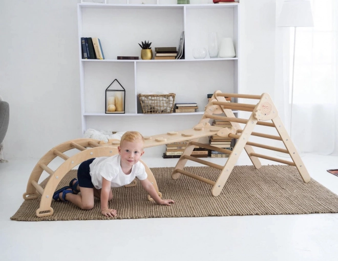 Großes Montessori Kletterset aus natürlichem Holz