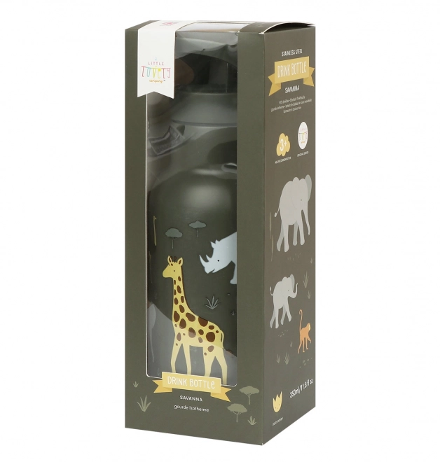 A Little Lovely Company Trinkflasche aus Edelstahl 500 ml – Tiere der Savanne