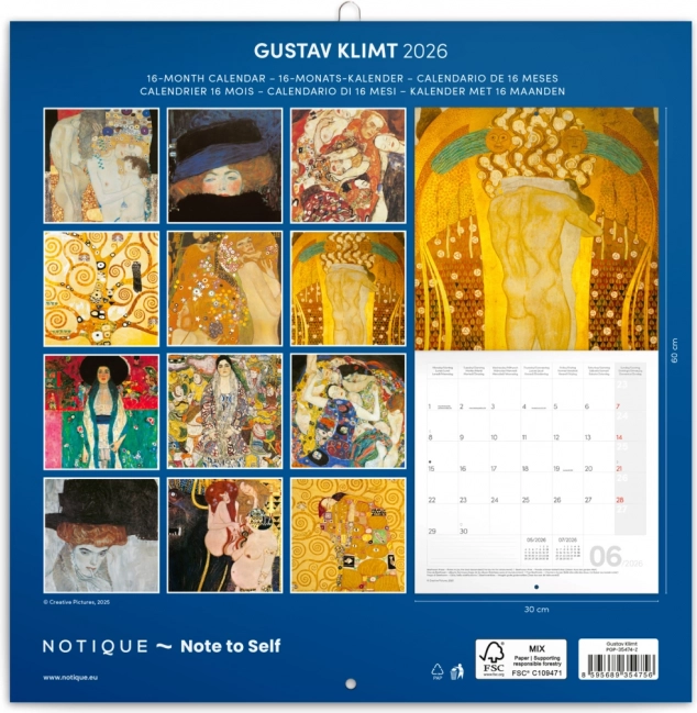 Notizkalender mit Bildern von Gustav Klimt 2026