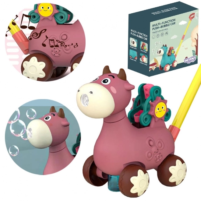 Lauflernwagen Kuh Rosa mit Sound und Seifenblasen