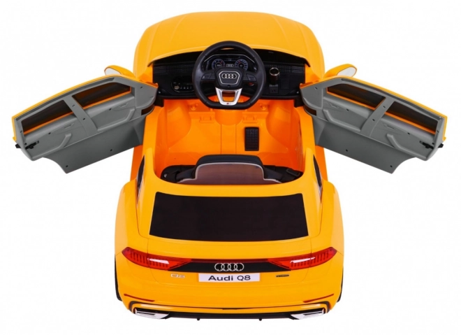 Audi Q8 Kinderwagen Gelb + Fernbedienung + EVA + Langsamer Start + MP3 USB + LED-Leuchte