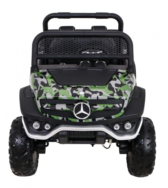 Mercedes Benz Unimog für Kinder Farbe Moro + 4x4 + Fernsteuerung + Gepäckträger + kostenloses Starten + Radio MP3 + LED-Diode