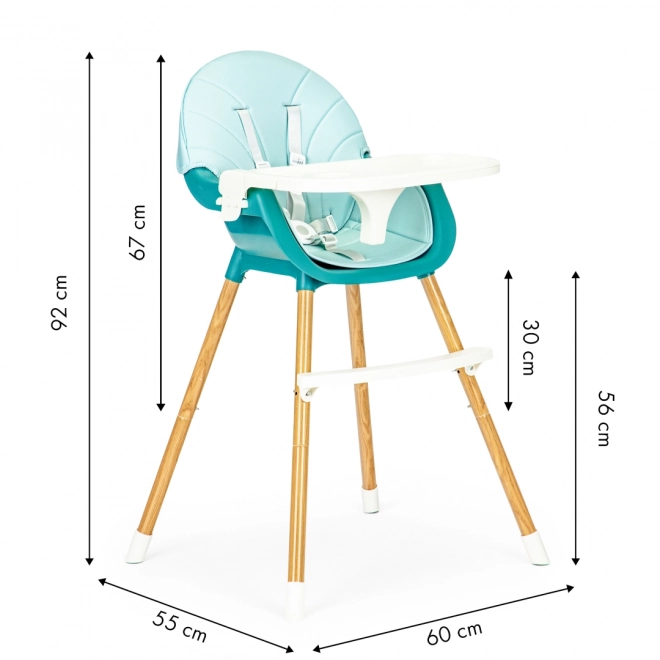 2 in 1 Hochstuhl Ecotoys blau