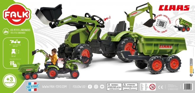 Trettraktor Claas Axos mit Front- und Heckschaufel + Anhänger