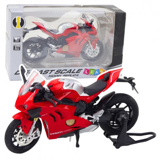 Sportmotorrad aus Metall mit Licht und Ton Rot 1:12