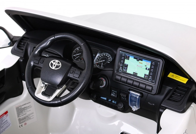 Toyota Hilux Batterie für Kinder Weiß + Antrieb 4x4 + Fernbedienung + 2 Gepäckträger + Radio MP3 + LED-Leuchte