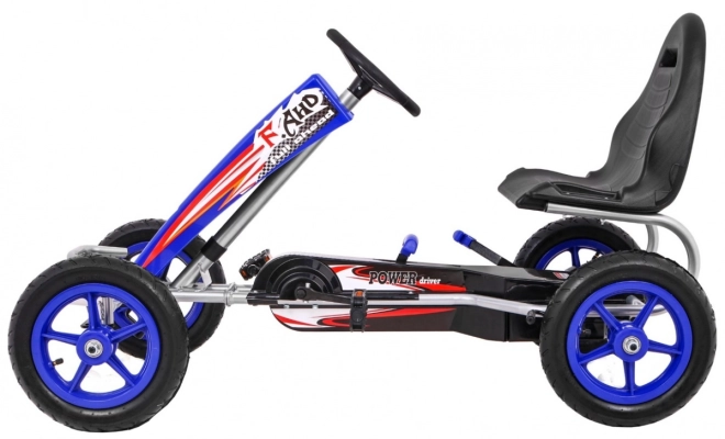 Gokart Full Ahead AIR mit Pedalen für Kinder ab 3 Jahren Blau + Sitzverstellung + Aufblasbare Räder + Handbremse