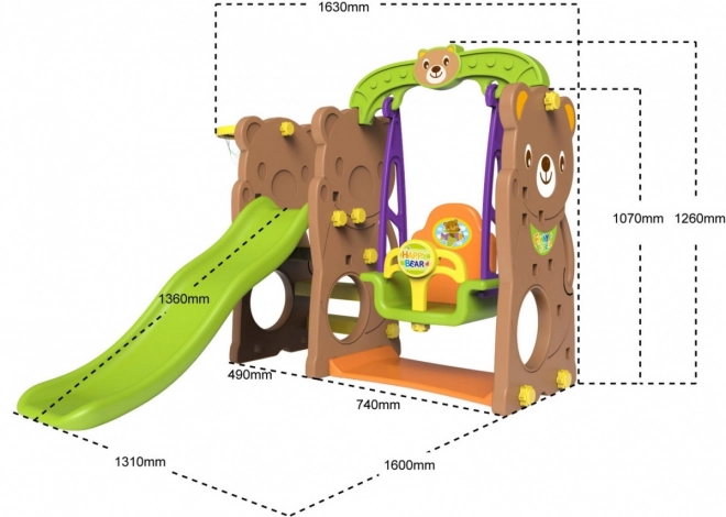 Gartenschaukel 3in1 Rutsche Basketball für Kinder Winnie Puuh