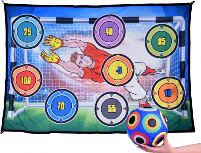Set für Fußballspiel mit Zielscheibe und leuchtendem Ball