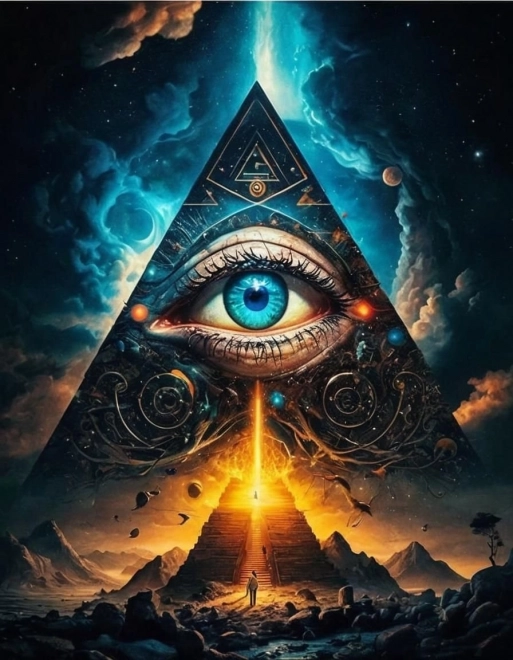 Diamantmalerei Klarsehendes Auge in Pyramide 30x40cm