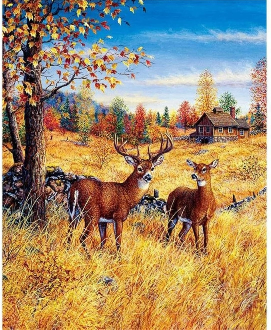 Diamantmalerei Hirsche auf dem Feld