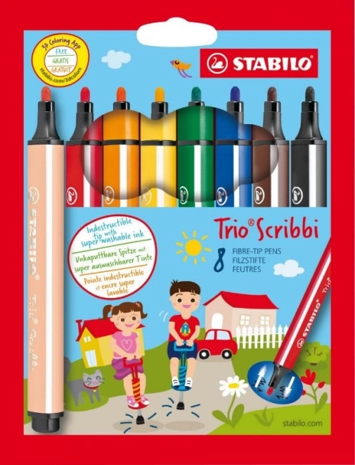 Stabilo Trio Scribbi Malset für Kinder - 8 Filzstifte