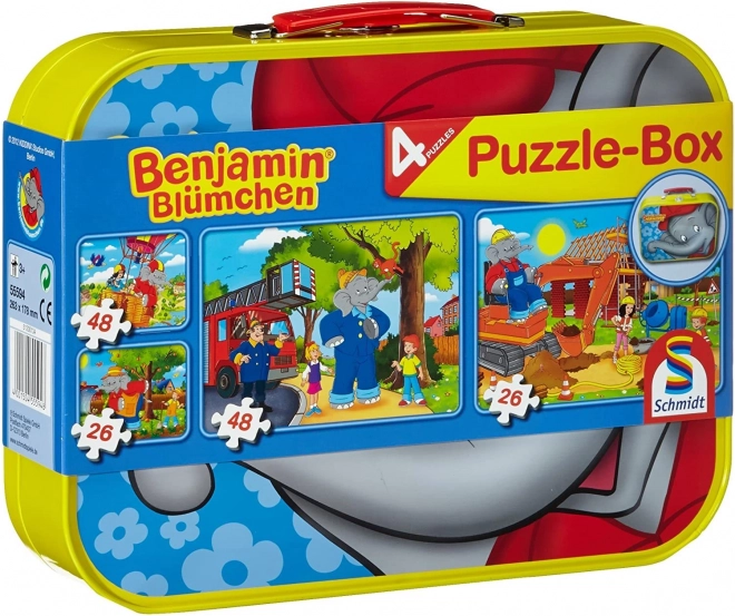 Benjamin Blümchen Puzzle 4 in 1 im Metallkoffer