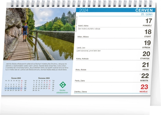 Tischkalender Via Czechia Wanderwege 2024