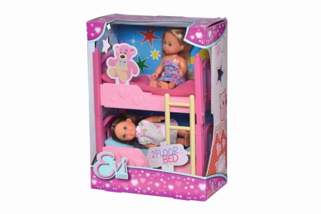 Pinkfarbenes Etagenbett mit Leiter