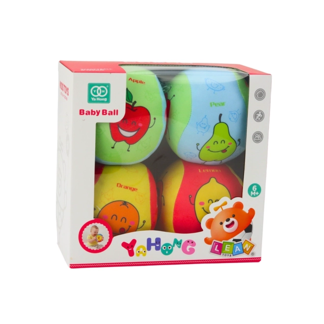 Set aus weichen Bällen für Kinder mit Fruchtmotiven