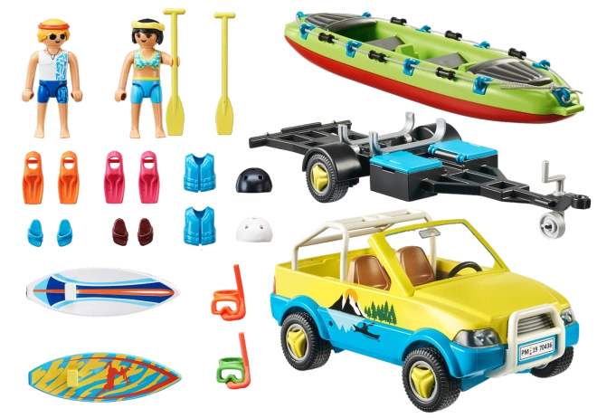 Auto und Anhänger bereit für jedes Strandabenteuer
