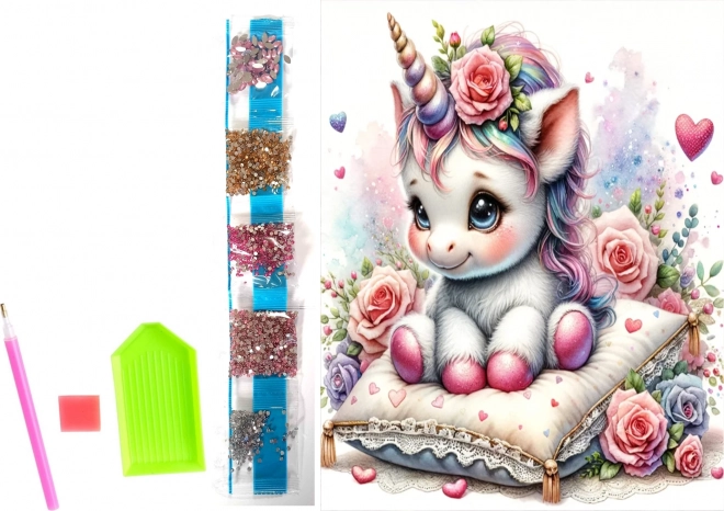 Kreativset Blumen Einhorn Diamant Malerei 23x30cm