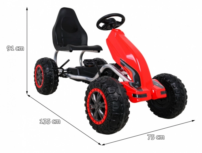 Großes Tretauto STRONG für Kinder Rot + 100 kg Belastung + EVA Räder + Handbremse + Sportsitz