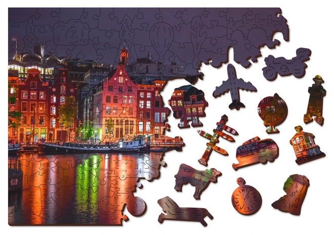 Holz-Puzzle Nacht Amsterdam 2v1, 75 Teile