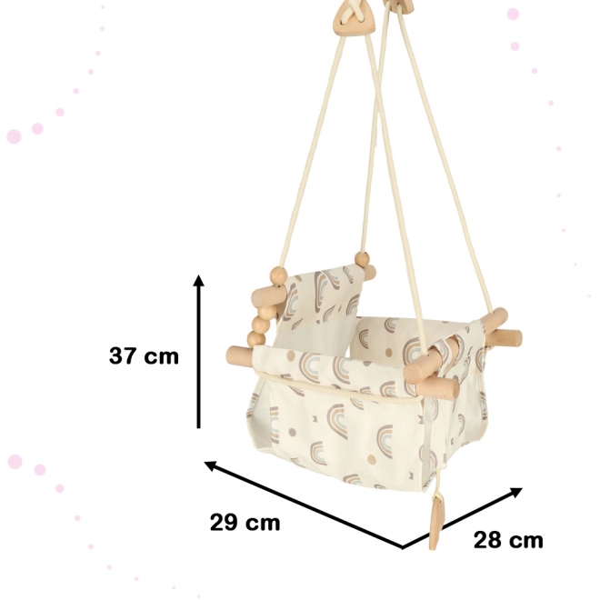 Materialschaukel für Kinder mit Regenbogen in Holz