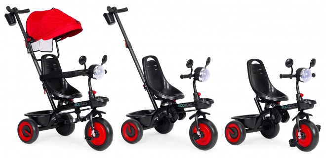 3-in-1 Kinder-Dreirad mit Schwenksitz und Baldachin von Ecotoys, Rot