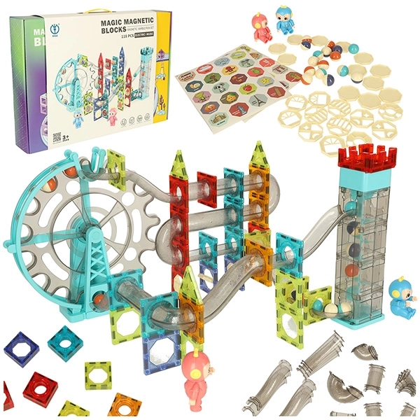 Magnetische Bausteine Marmorbahn mit Musik und 118 Teilen