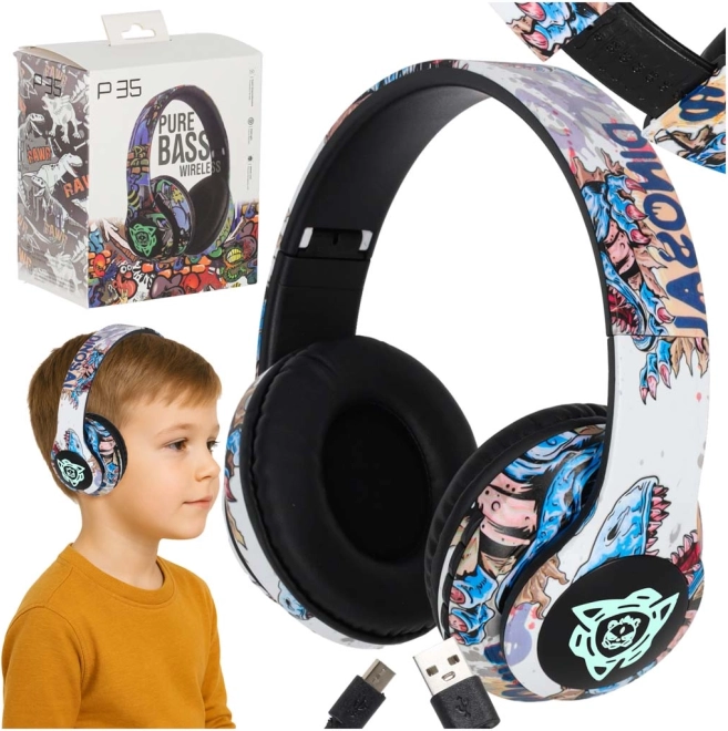 kabellose Over-Ear-Kopfhörer Bluetooth mit RGB‑Beleuchtung und microSD