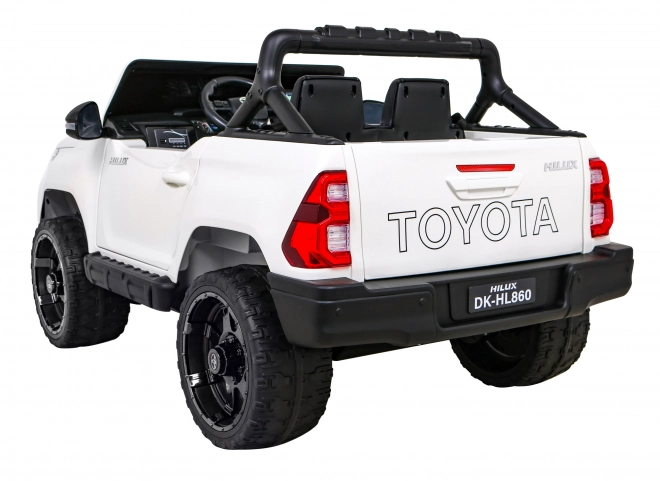 Toyota Hilux Batterie für Kinder Weiß + Antrieb 4x4 + Fernbedienung + 2 Gepäckträger + Radio MP3 + LED-Leuchte