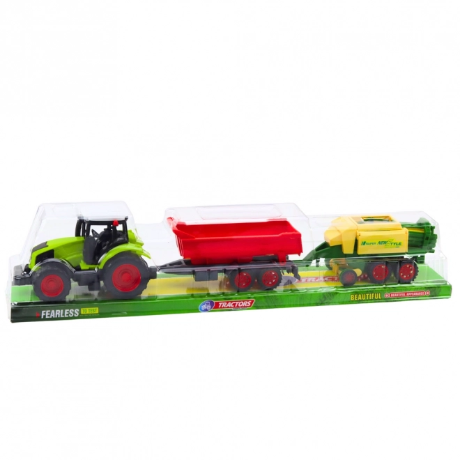 Traktor-Spielset mit Anhänger und Heuballenpresse