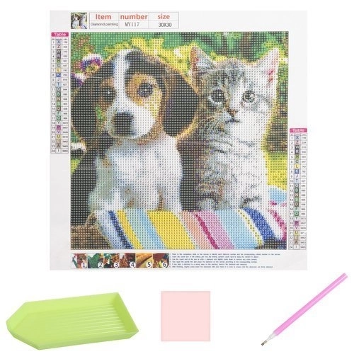 Diamant Malerei 5D Set Hund und Katze